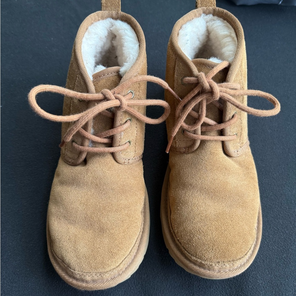 UGG Tan Suede Ankle Boots with Fleece Lining